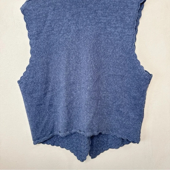 Koret City Blues Womens Large Cottagecore Ramie Blue Knitted Vintage Vest - Picture 12 of 13